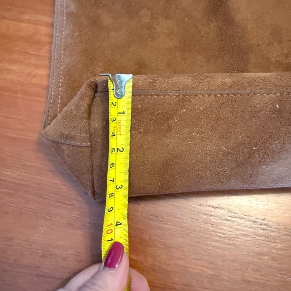 Brown Faux Suede Tote Bag with Brown Straps - Picture 4 of 6